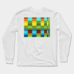 Yellow, Green and Blue Striped Abstract Pattern Long Sleeve T-Shirt